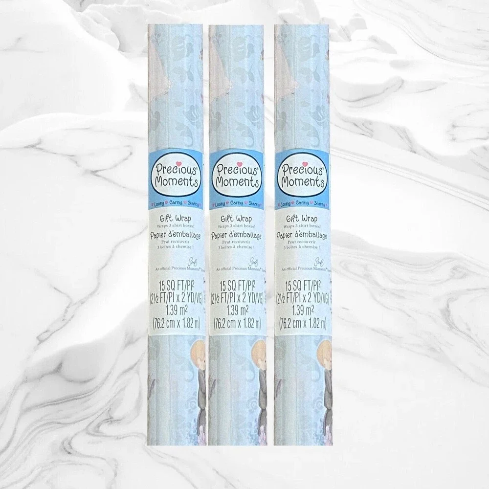 Vintage Hallmark Precious Moments Wedding 15 Sq Ft Gift Wrap 3 Rolls